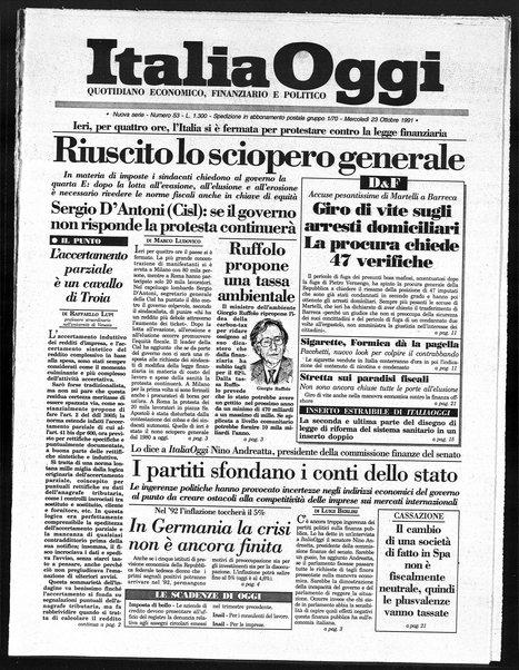 Italia oggi : quotidiano di economia finanza e politica